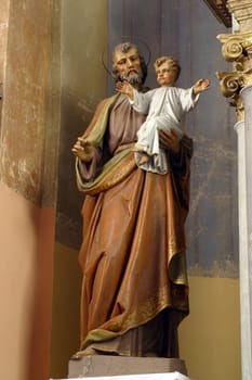 Saint Joseph, statue on the altar of Saints Fabian and Sebastian in the church of the Assumption of the Virgin Mary in Zlatar, Croatia