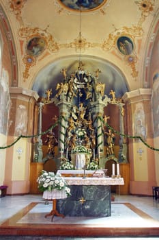 Main altar in the church of the Assumption of the Virgin Mary in Zlatar, Croatia