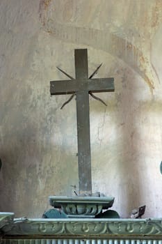 Cross on the altar of St. Three Kings in the church of Our Lady of the Snows in Volavje, Croatia