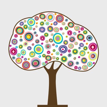 Abstract colorful tree with circles and dots