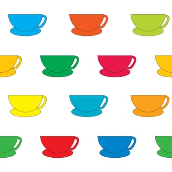Colorful seamless background with cups
