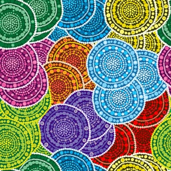 Orinetal seamless pattern with round shapes made of dots