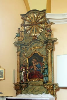 Altar of the Virgin Mary in the church of St. John the Apostle and Evangelist in Cerje, Croatia