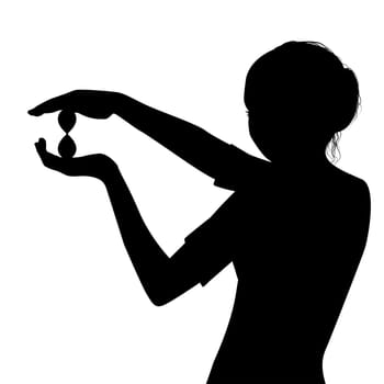 Silhouette of woman holding a hourglass in her hands