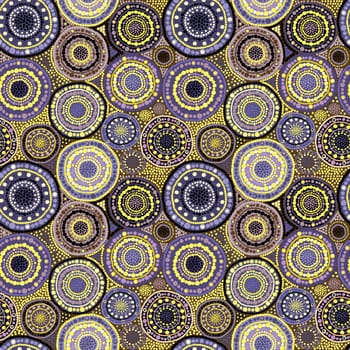 Mauve and yellow dots flowers seamless pattern