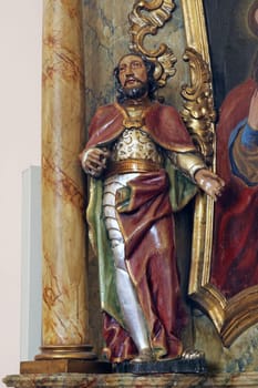 Statue of Saint on the Altar of the Virgin Mary in the church of St. John the Apostle and Evangelist in Cerje, Croatia