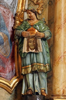 Statue of Saint Veronica on the Altar of the Virgin Mary in the church of St. John the Apostle and Evangelist in Cerje, Croatia