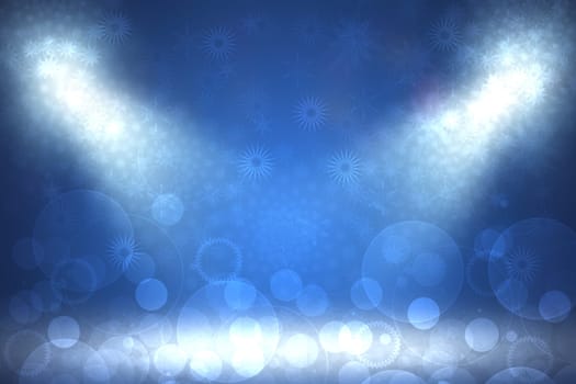 Abstract blurred festive delicate winter christmas or Happy New Year background with shiny blue and white bokeh lighted stars. Space for your design. Card concept.