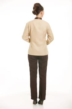 In a variety of occupation clothing cleaners stand in front of a white background