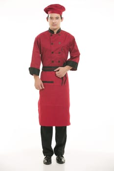 Wearing all kinds of clothing chef dietitian in front of white background