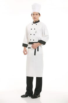 Wearing all kinds of clothing chef dietitian in front of white background