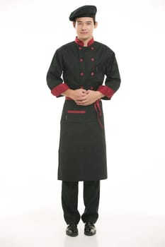 Wearing all kinds of clothing chef dietitian in front of white background