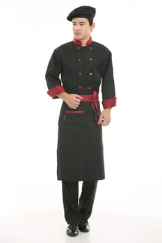 Wearing all kinds of clothing chef dietitian in front of white background