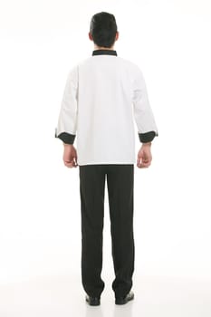 Wearing all kinds of clothing chef dietitian in front of white background