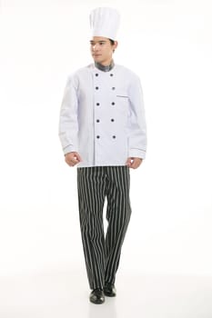 Wearing all kinds of clothing chef dietitian in front of white background