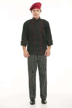 Wearing all kinds of clothing chef dietitian in front of white background