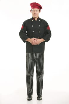 Wearing all kinds of clothing chef dietitian in front of white background