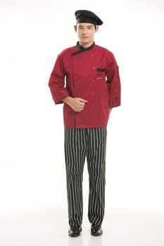 Wearing all kinds of clothing chef dietitian in front of white background