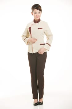 In a variety of occupation clothing cleaners stand in front of a white background