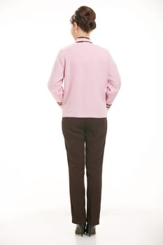 In a variety of occupation clothing cleaners stand in front of a white background