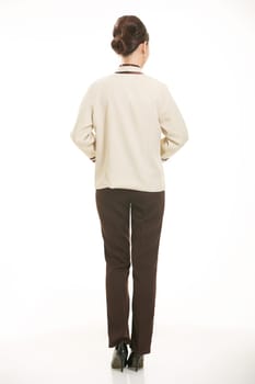 In a variety of occupation clothing cleaners stand in front of a white background