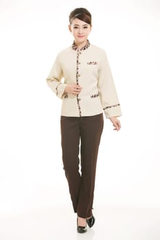 In a variety of occupation clothing cleaners stand in front of a white background