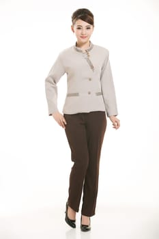 In a variety of occupation clothing cleaners stand in front of a white background