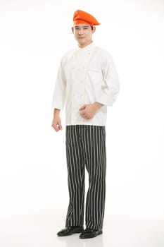 Wearing all kinds of clothing chef dietitian in front of white background