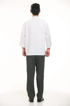 Wearing all kinds of clothing chef dietitian in front of white background