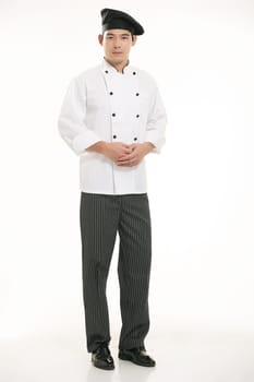 Wearing all kinds of clothing chef dietitian in front of white background