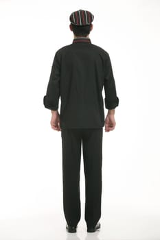 Wear clothing occupation Chinese waiters in white background