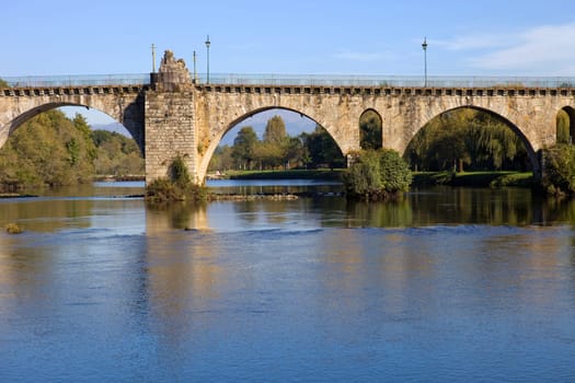ancient roman bridge of Ponte da Barca in the north of portugal