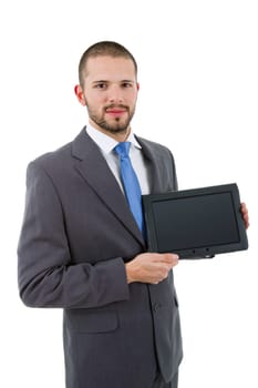young businessman with a tablet pc, isolated