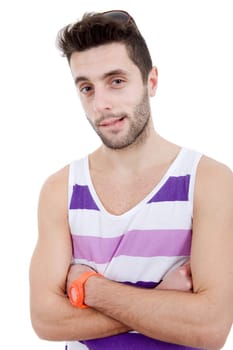 young casual man portrait, isolated on white