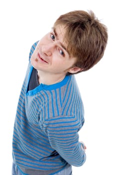 young casual man portrait, isolated on white