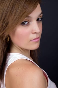 an young beautiful woman close up portrait