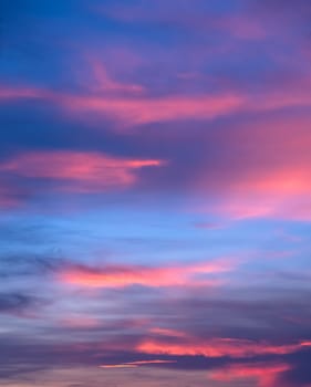 Dramatic sunset sky and clouds at twilight skyline background
