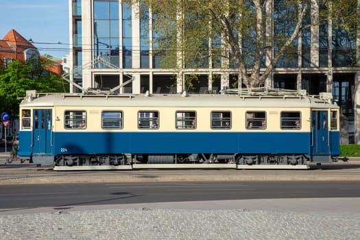 Vienna, Austria - April 25, 2015: old vintage streetcar in the first district of Vienna, Austria.