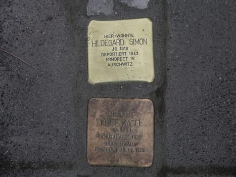 Gunter Demnig verlegte Stolpersteine mit Blumen am 11.11.2021 Magdeburg