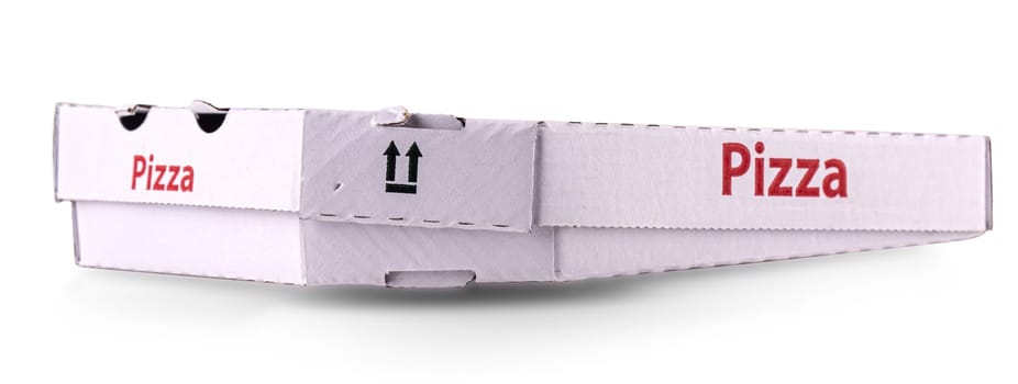 The White pizza delivery box isolated on white background