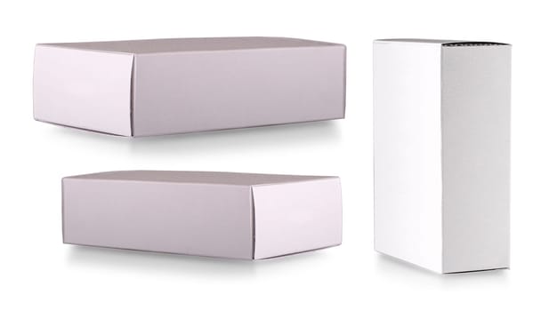 The close up of  a white box isolated on white background