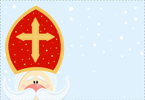 Cute postcard for Saint Nicholas Sinterklaas - greeting card or banner. Vector illustration of St. Nicholas Day.
