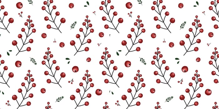 delicate pattern for textiles. Red berries seamless pattern. childrens. Forest berries on a white background.