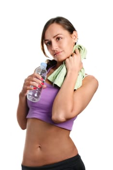 Fitness woman isolated over white background