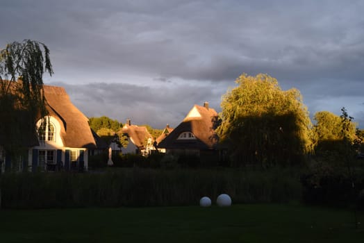 Friesenhaueser with thatched roof made of reeds. Friesenhaueser with thatched roof made of reeds.