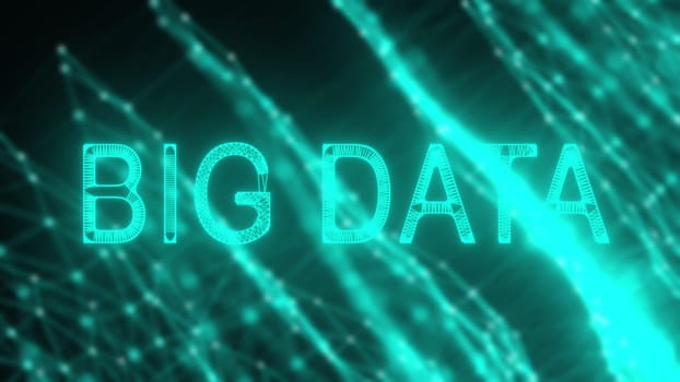 Cybernetic databases with 3d render visualization. Informational analysis of software code and web resources. Business forecasting growth and decline of industrial and exchange flows.