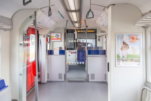 Frankfurt, Germany - June 15, 2015: inside the S-Bahn, the local public transportatio system in Frankfurt, Germany.