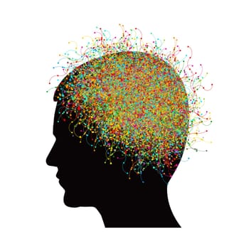 Abstract illustration with male profile and neural circuits