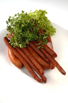 Silesian sausage on a white background