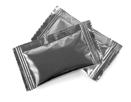The aluminum foil bag package isolated on white background